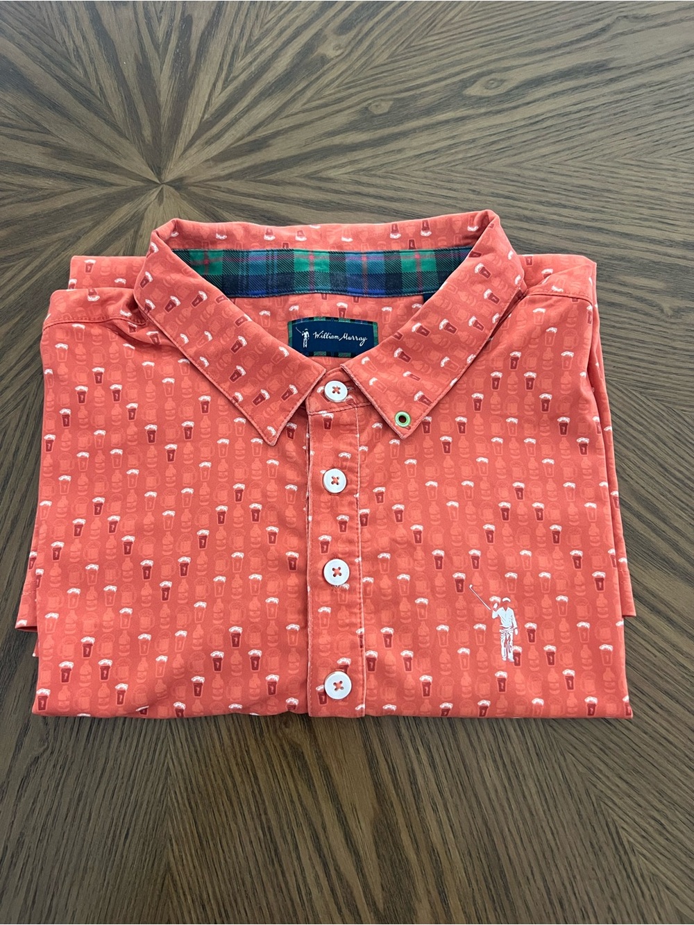 William Murray Golf Men’s Large Beer Print Performance Polo Shirt